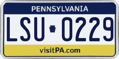 PA license plate LSU0229