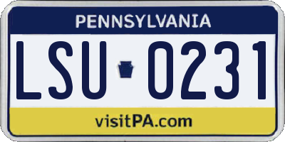 PA license plate LSU0231