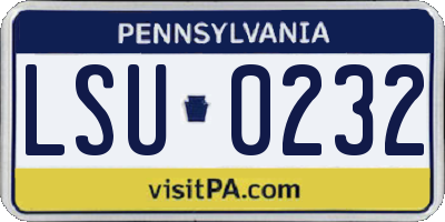 PA license plate LSU0232