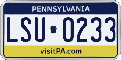 PA license plate LSU0233