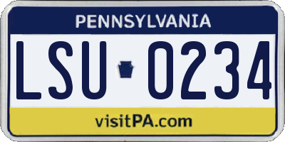 PA license plate LSU0234
