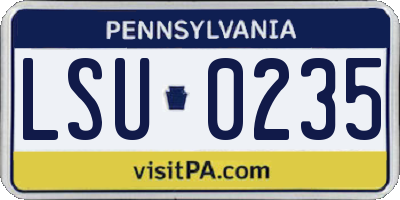 PA license plate LSU0235