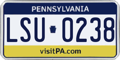 PA license plate LSU0238