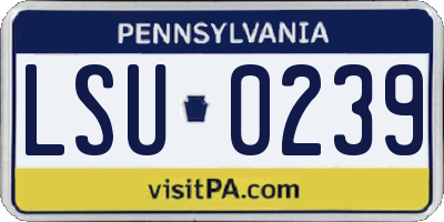 PA license plate LSU0239