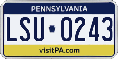PA license plate LSU0243