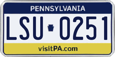 PA license plate LSU0251