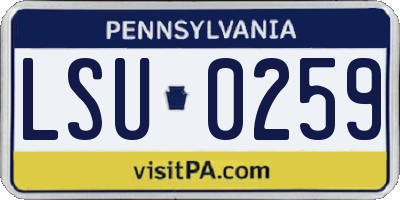 PA license plate LSU0259