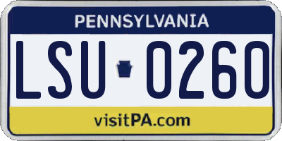 PA license plate LSU0260