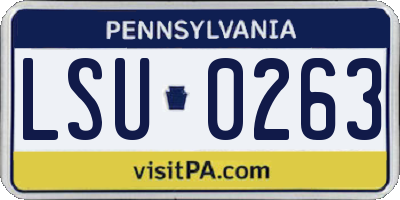 PA license plate LSU0263