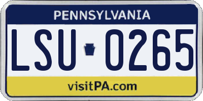 PA license plate LSU0265