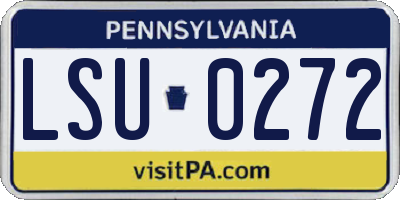 PA license plate LSU0272