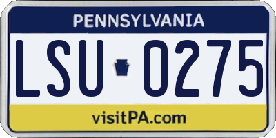 PA license plate LSU0275