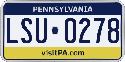 PA license plate LSU0278