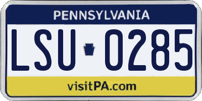 PA license plate LSU0285