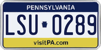 PA license plate LSU0289