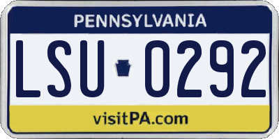 PA license plate LSU0292