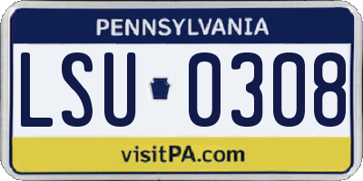 PA license plate LSU0308