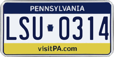 PA license plate LSU0314