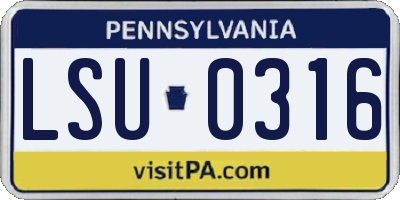 PA license plate LSU0316