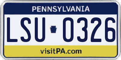 PA license plate LSU0326