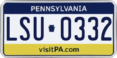 PA license plate LSU0332