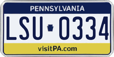 PA license plate LSU0334