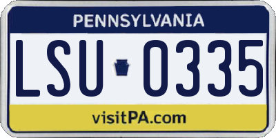 PA license plate LSU0335