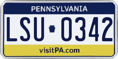 PA license plate LSU0342