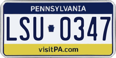 PA license plate LSU0347