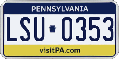 PA license plate LSU0353