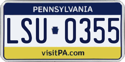 PA license plate LSU0355