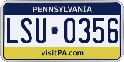 PA license plate LSU0356