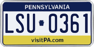 PA license plate LSU0361
