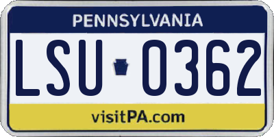 PA license plate LSU0362