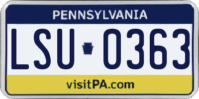 PA license plate LSU0363