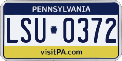 PA license plate LSU0372
