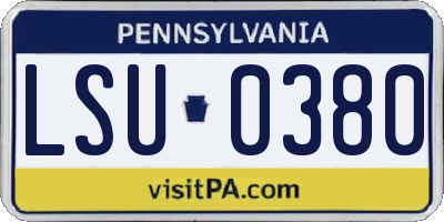 PA license plate LSU0380
