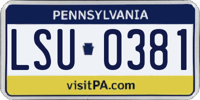 PA license plate LSU0381