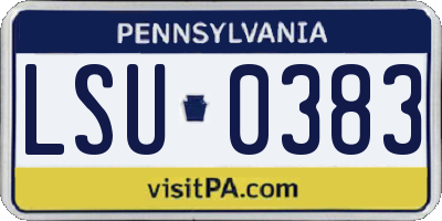 PA license plate LSU0383