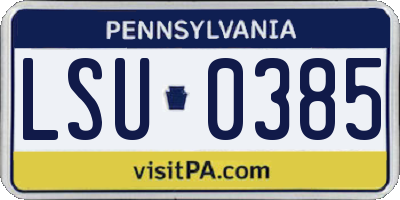 PA license plate LSU0385