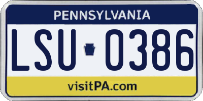 PA license plate LSU0386