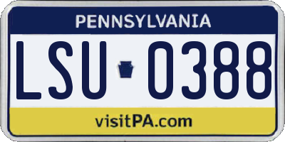 PA license plate LSU0388