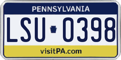 PA license plate LSU0398