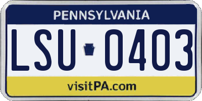 PA license plate LSU0403