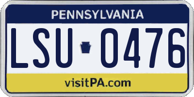 PA license plate LSU0476