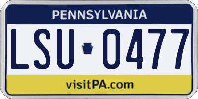 PA license plate LSU0477