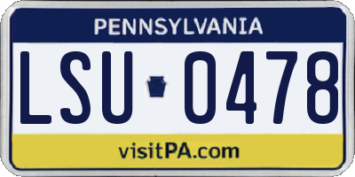 PA license plate LSU0478