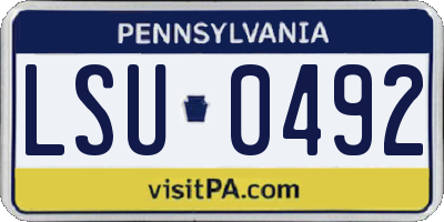 PA license plate LSU0492