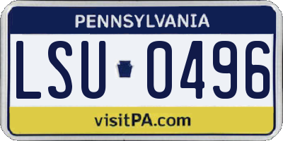 PA license plate LSU0496