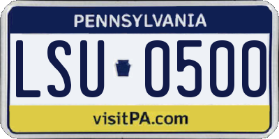 PA license plate LSU0500